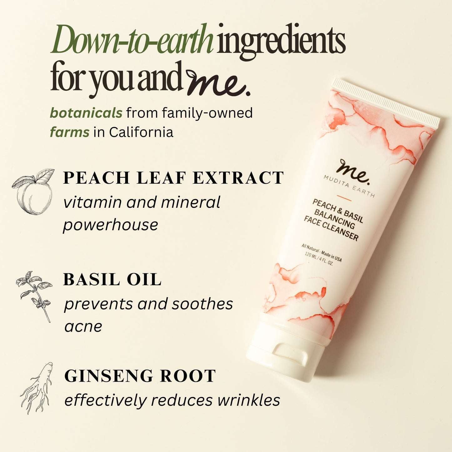 Peach & Basil Balancing Face Cleanser